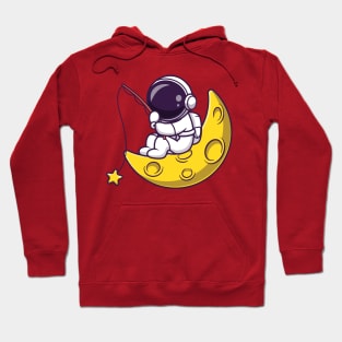 Astronaut Fishing Star On Moon Cartoon Hoodie